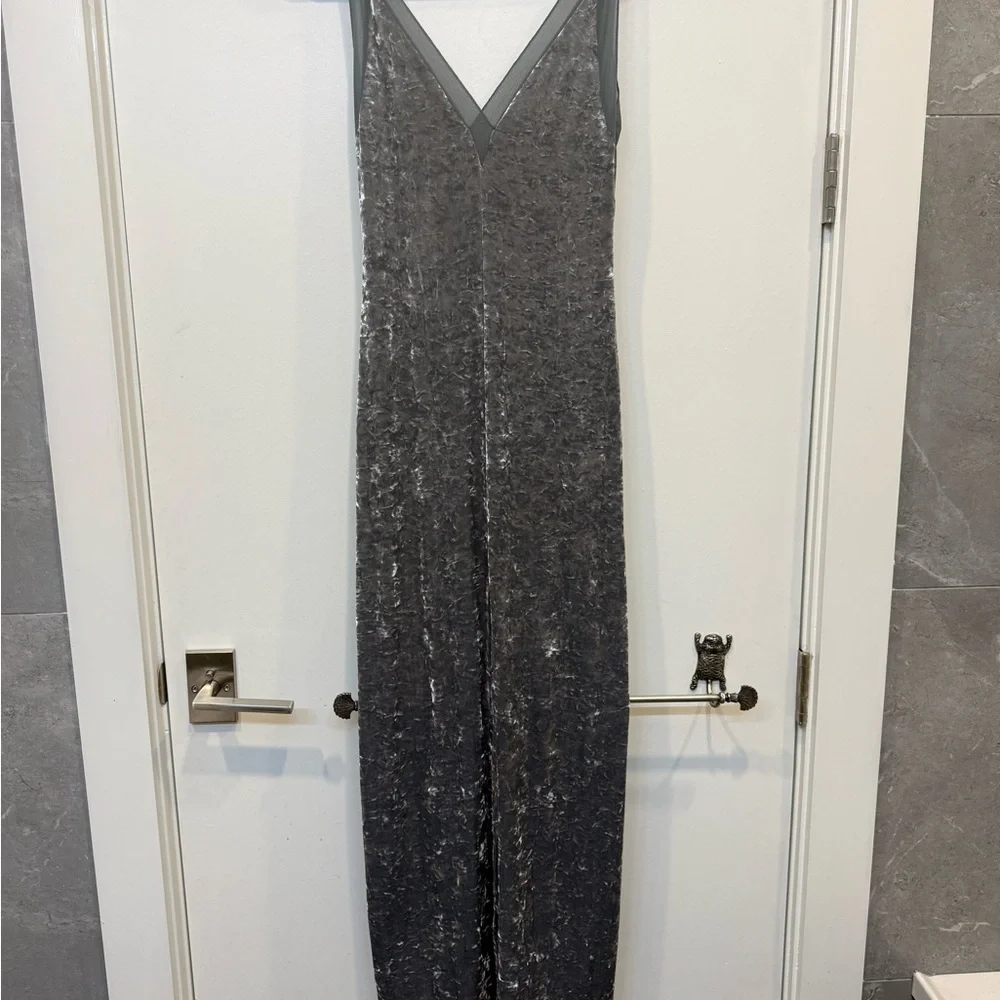 Free People x Lilac Wine Gray Velvet Maxi Dress